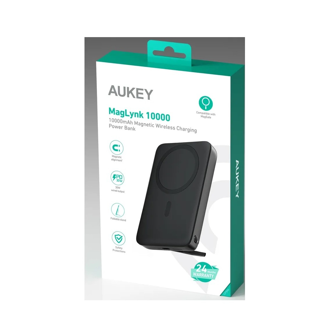 (30W) MagLynk 10000mAh Qi Wireless Powerbank Pad USB C Ladegerät mit LED Anzeige (PB-MS02) - Schwarz