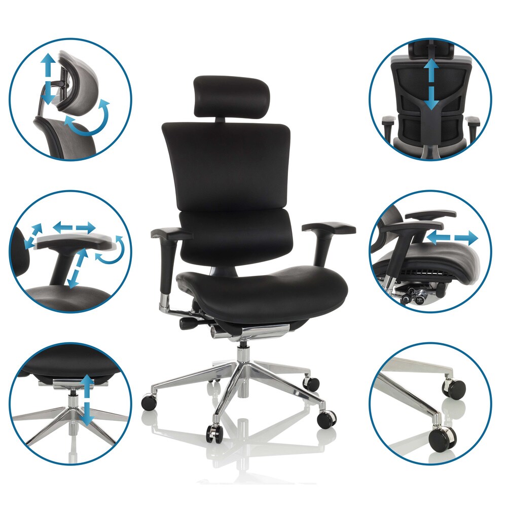 Luxus Chefsessel ERGO-U2 L Leder mit Armlehnen (höhenverstellbar) hjh OFFICE