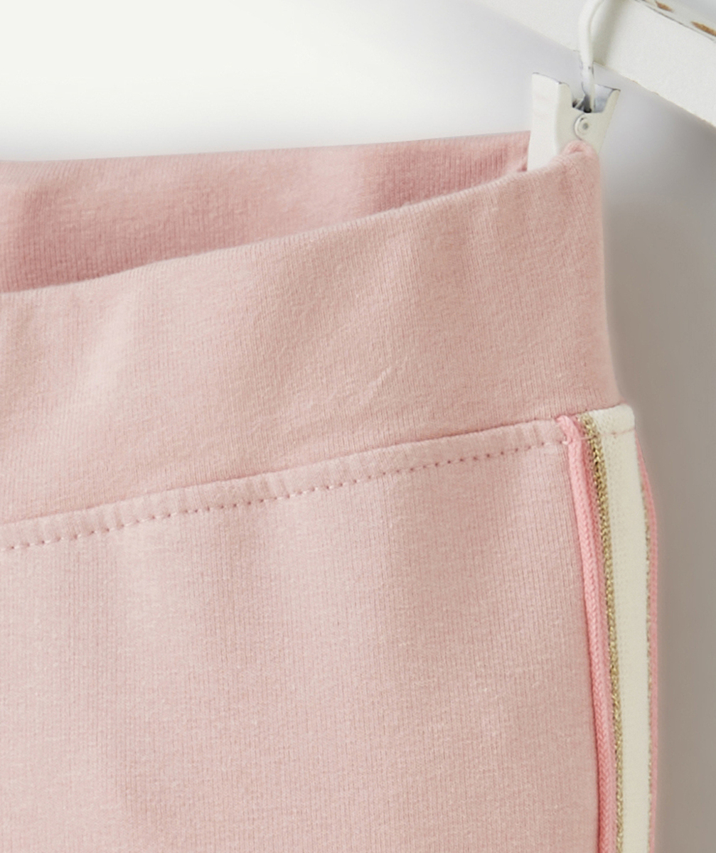 TREGGING FILLE EN VISCOSE RESPONSABLE ROSE ET DÉTAILS BLANC