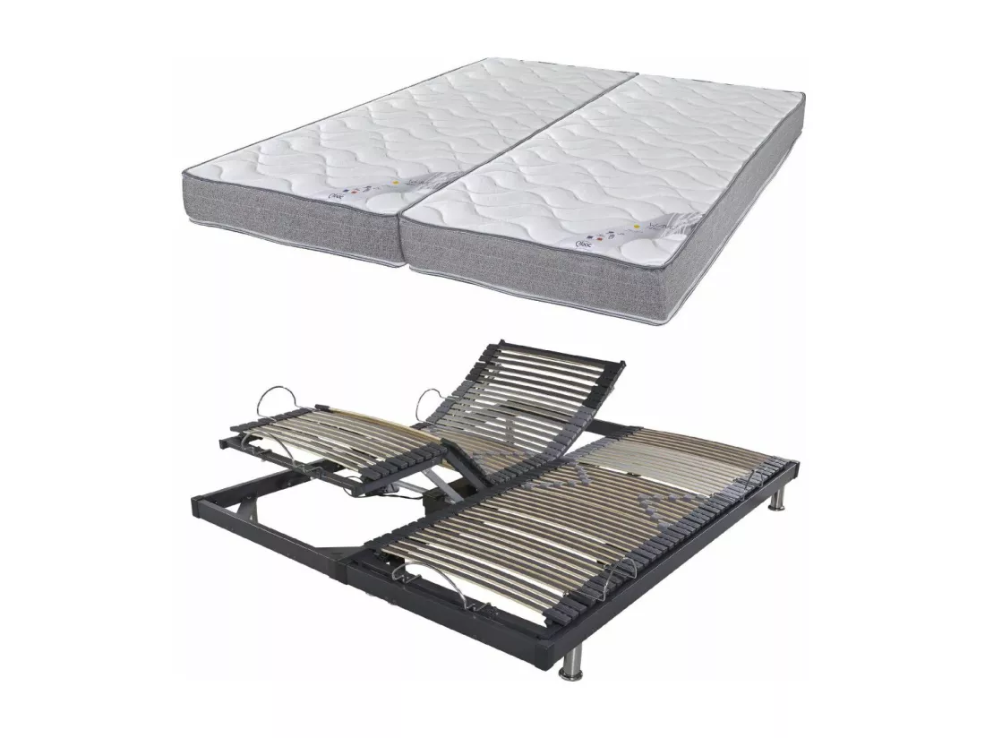 Matelas et sommier 2x80x200 Mousse - S50 - Soutien medium - Fabriqué en France