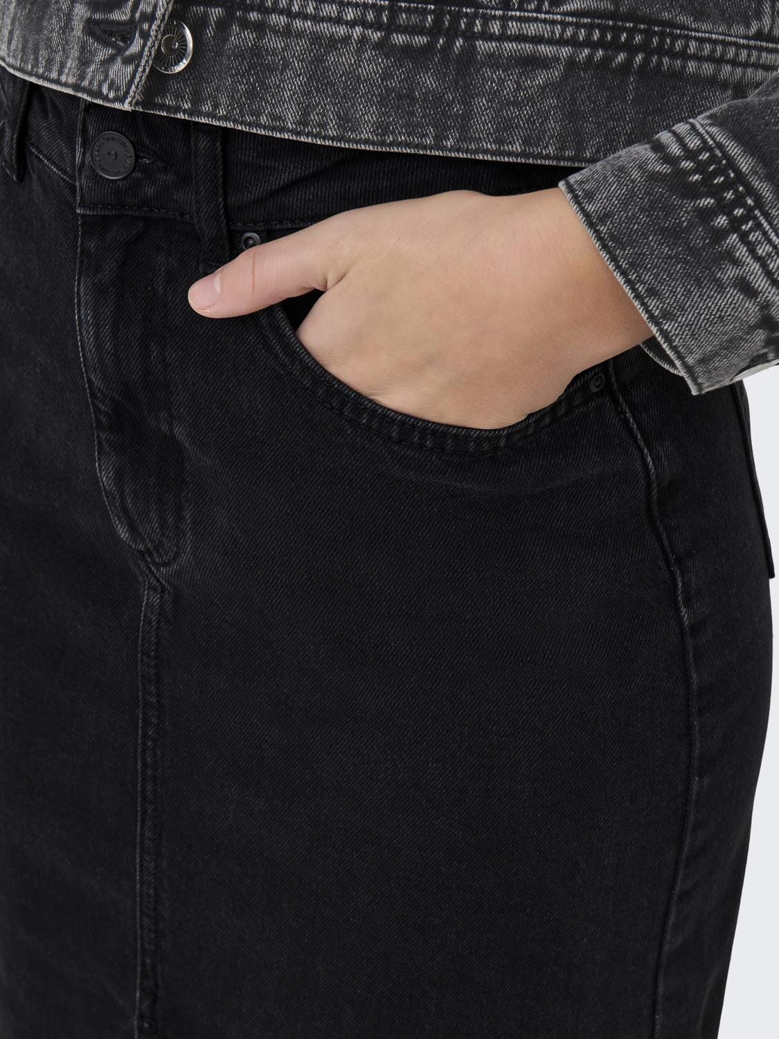 Only Onlbianca Midi Skirt Rea 4489594 washed black