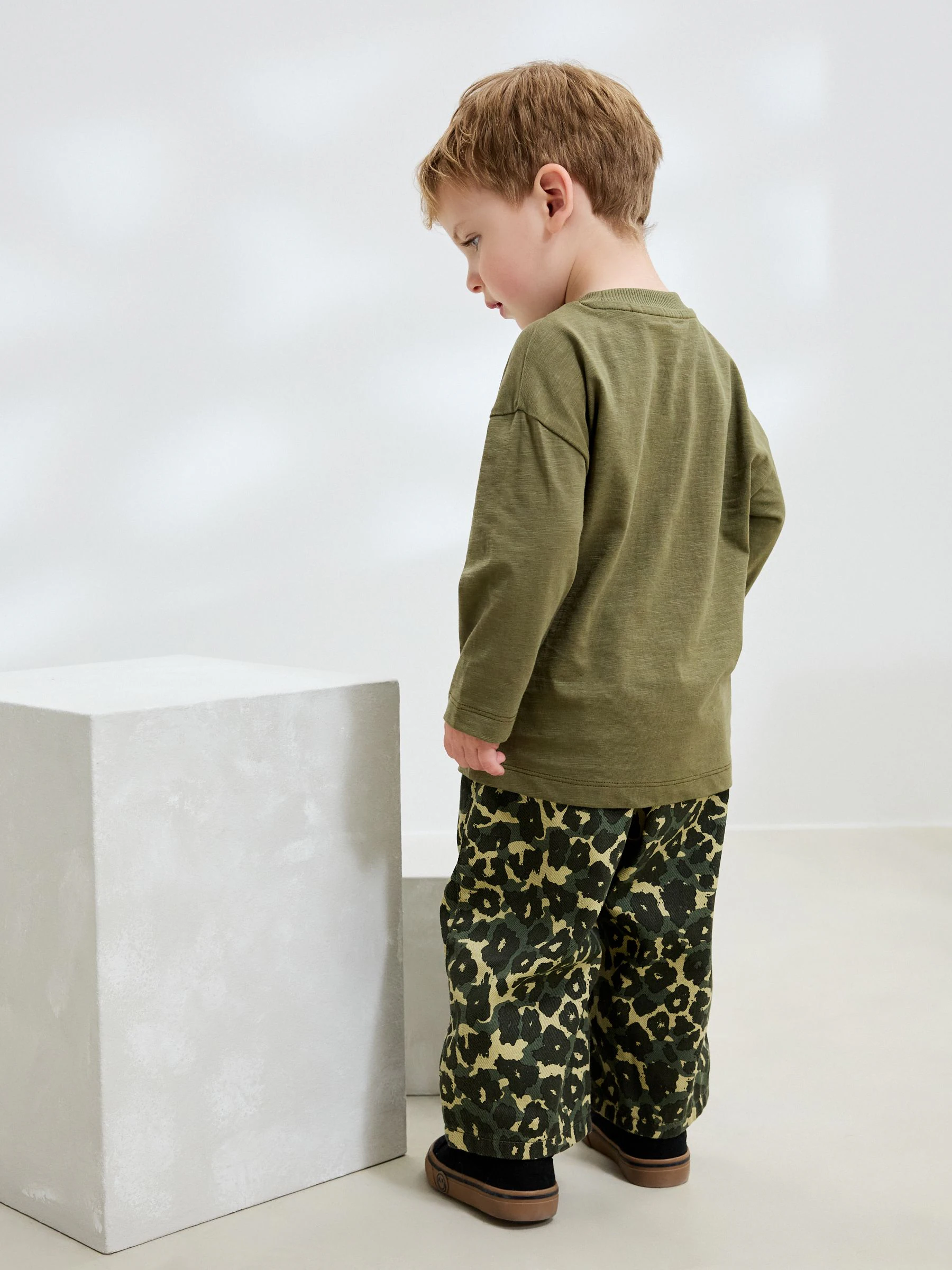 Groen luipaardprint - Wijde broek met elastische taille (3mnd-7jr)