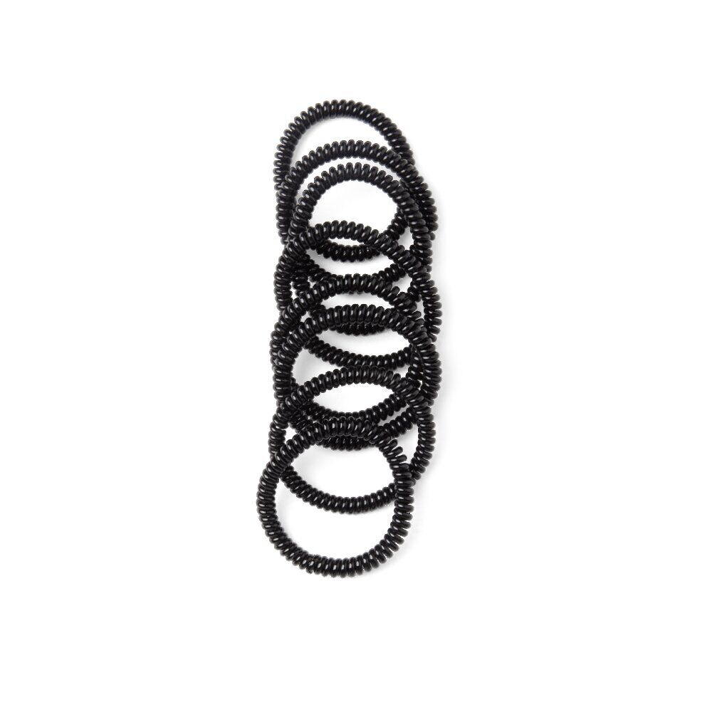 Lot de 8 élastiques à cheveux spirale caoutchouc noir