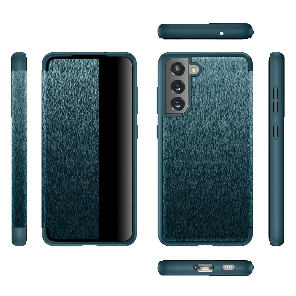Samsung Galaxy S21 FE 5G Leder Hülle Slim Window View Flip Case - Schwarz