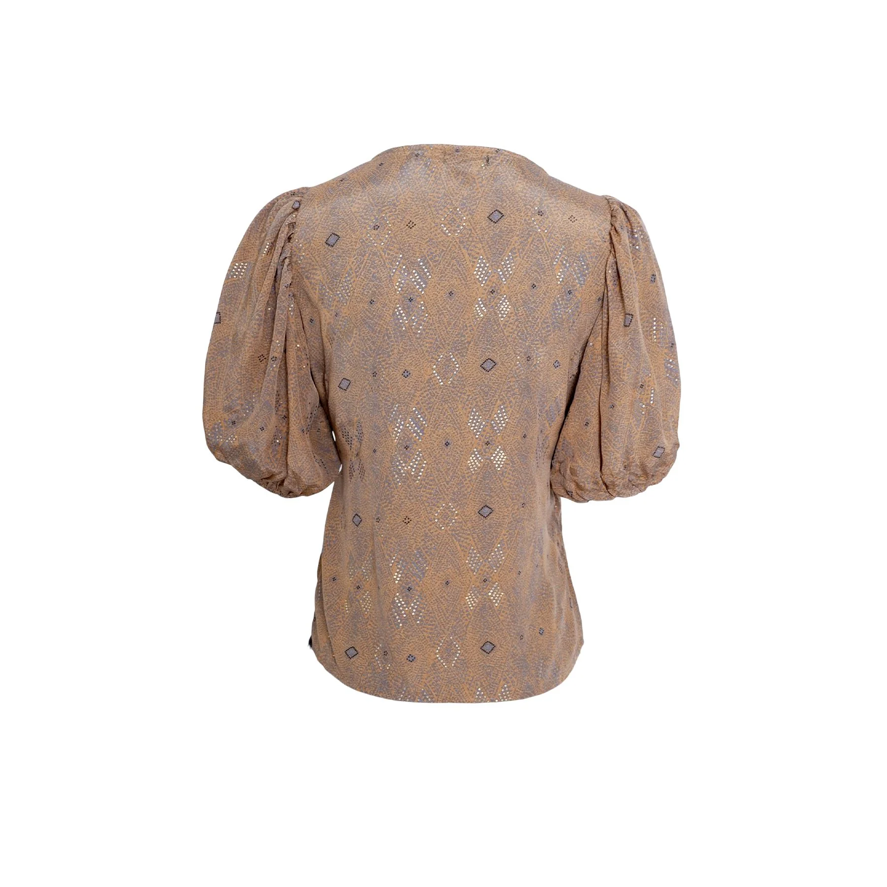 Black Colour Bcluna Puff Sleeve Wrap Blouse argyle sand