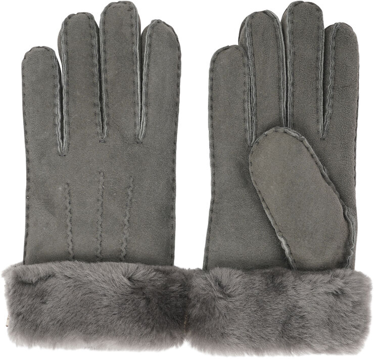 Lovelies KELLY - GLOWES - SHEEP SKIN W/ SHEARLING CUFF Dark grey