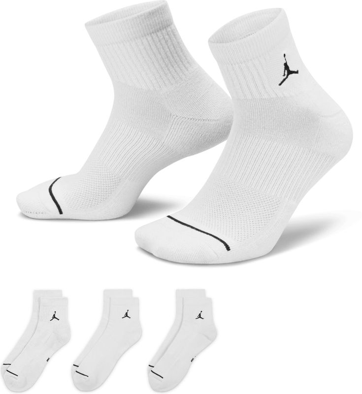 Jordan Everyday Cushioned Ankle 3 Pack Unisex Sokken - Wit - Maat: 35 - 38 - Foot Locker