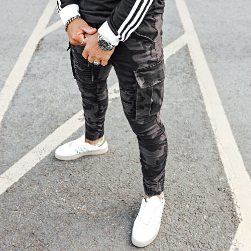 Pantalon Cargo P681 Noir Camo