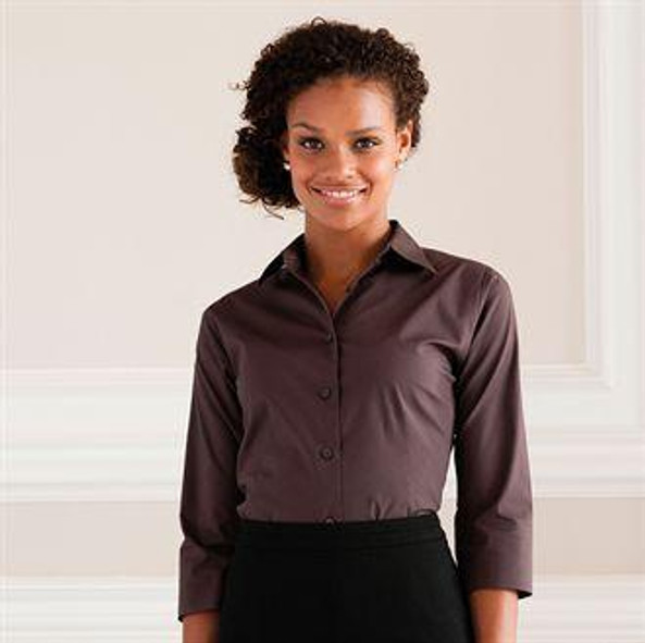 Russell Collection J946F - Chemise ajustée manches ¾ facile d’entretien pour femme