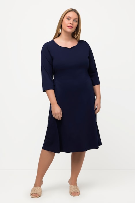 Midikleid, elastische Taille, Herzausschnitt, 3/4-Arm