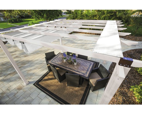 Aluminium pergola, Paragon Outdoor Florida paviljoen 10x10 met verstelbare zonwering 320 x 320 cm wit