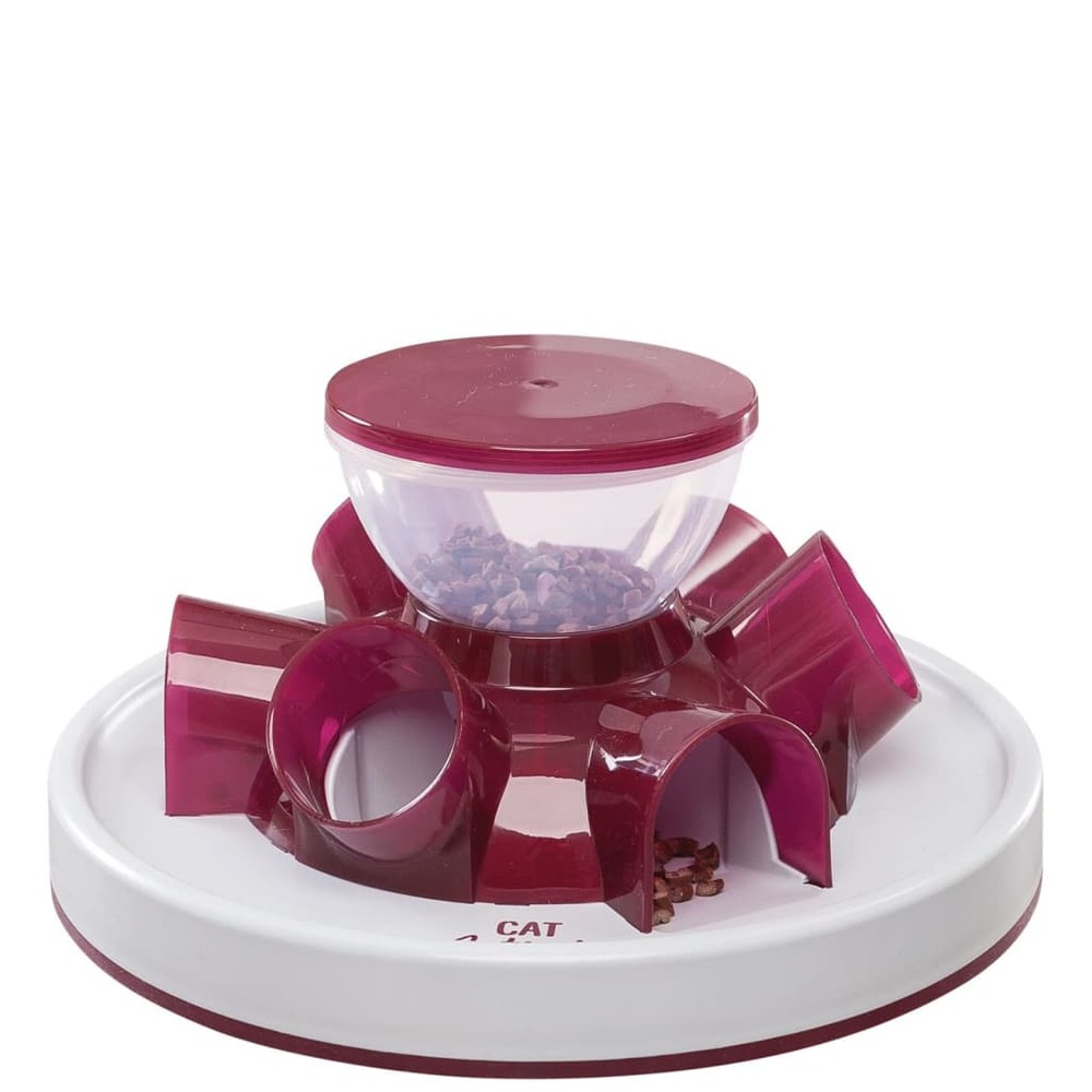 Jeu de stratégie d'activité et d'alimentation pour chats rouge