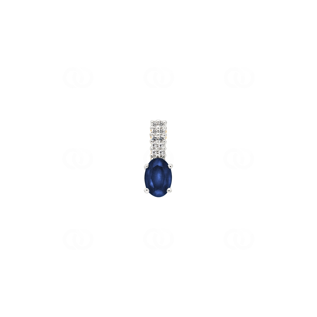 Anhänger 750/18 K Gelbgold mit Saphir oval und Diamanten 0.05 ct H/si