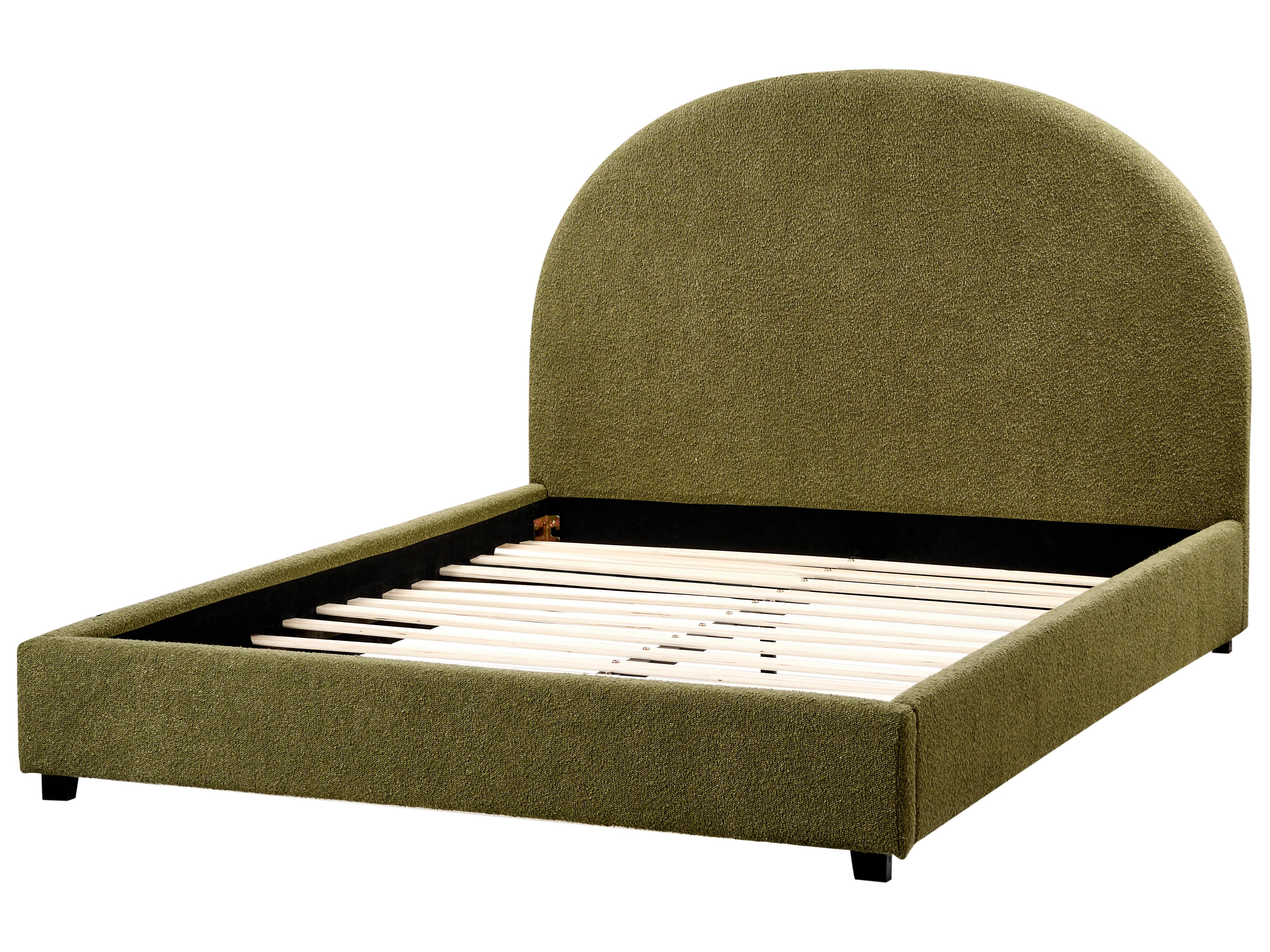 Bed Bouclé VAUCLUSE 140 x 200 cm Olijfgroen
