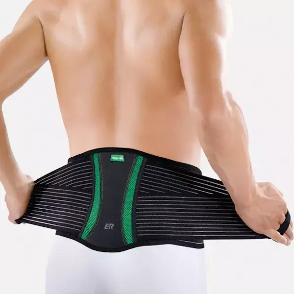 Cinto de suporte lombar Velpeau Dorsamix, 26 cm, tamanho 2, preto e verde.
