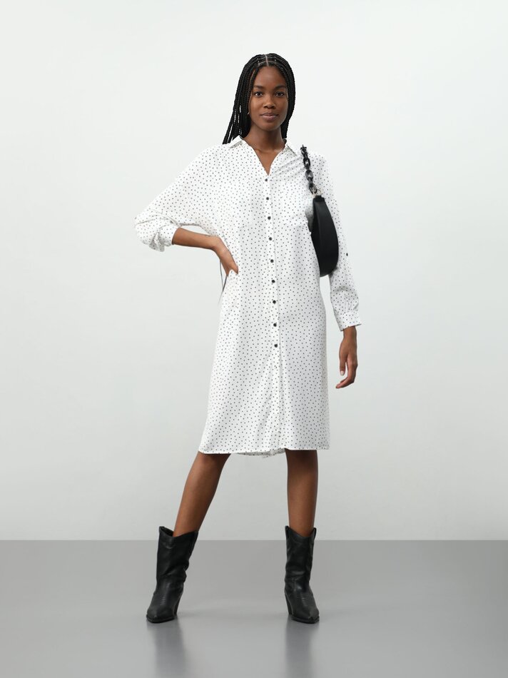 Vestido midi camisa - Branco