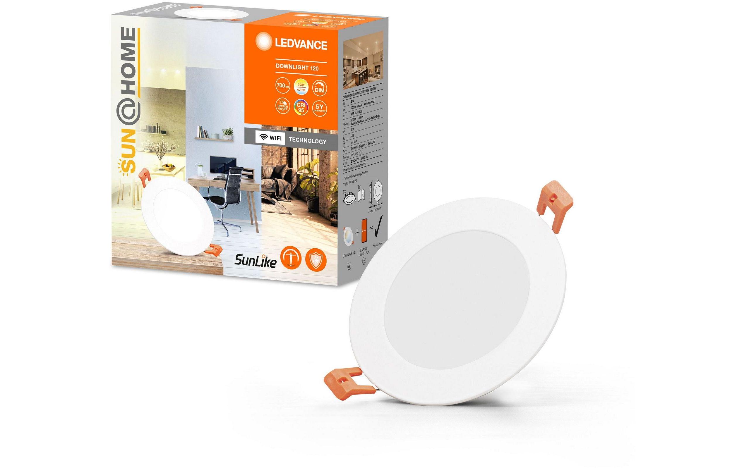 Einbauleuchte Sun@Home LED Slim, Ø 12 cm, 8 W, CRI95Smarte Leuchte zum Einbauen mit WiFi- Technologie