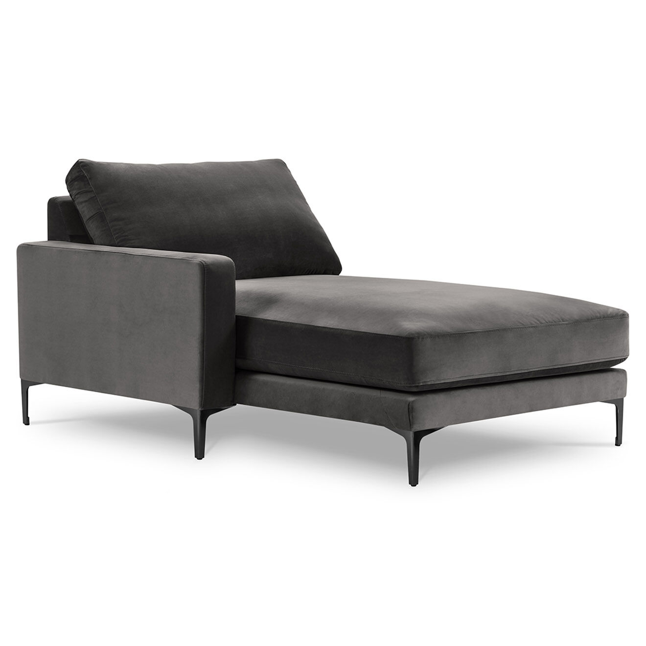 Mazzini Sofas Méridienne Velours Gauche Venus grise - 160x104x90 cm