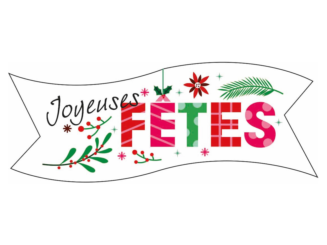 Banderole Joyeuses Fêtes en azyme (x 24) - Décoration gâteau - Florensuc