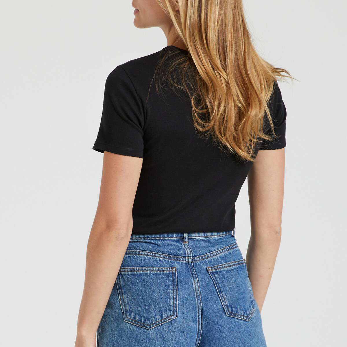 PETIT BATEAU<br>Camiseta icônica, gola redonda em ponto cocotte
