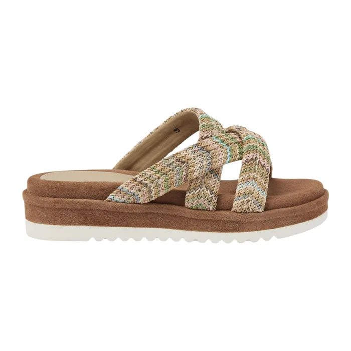 Lazamani Crossed Straps Raffia Platform Slippers Dames