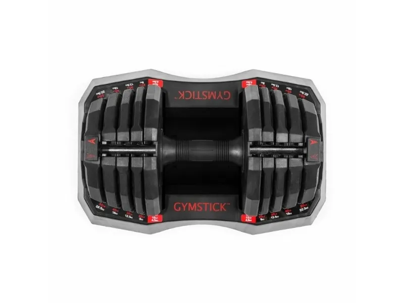 Gymstick 61031, Justerbar håndvægt, Sort, Rød, Acrylonitrilbutadienstyren, Termoplastisk gummi (TPR), Nylon, 22,5 kg, 440 x 280 x 215 mm