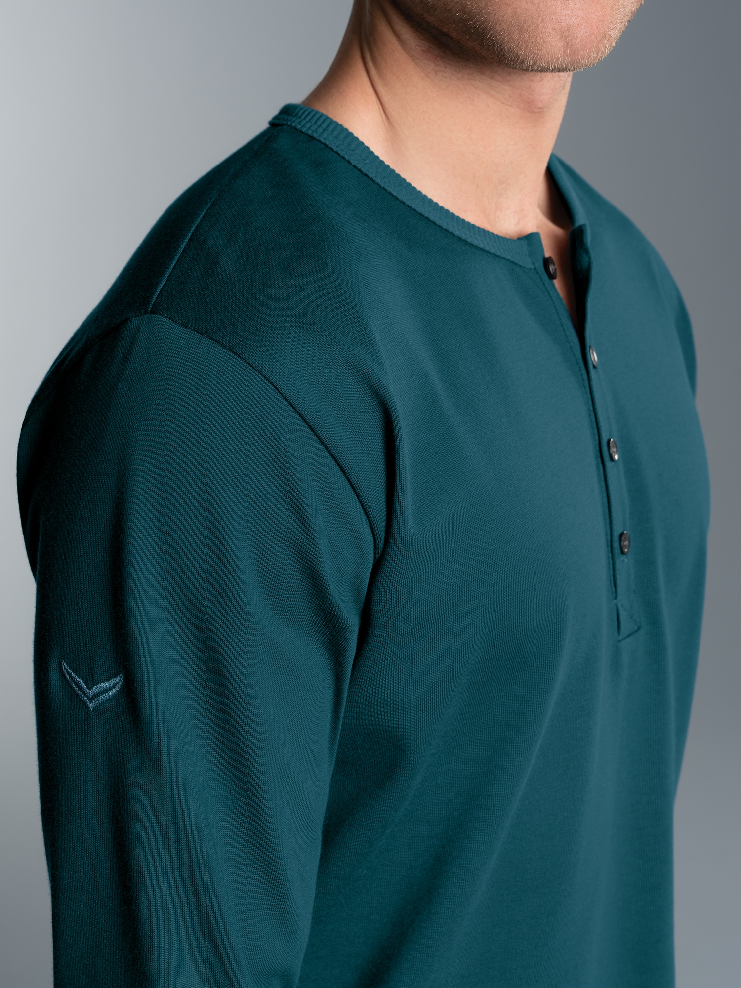 Langarmshirt mit Knopfleiste Saphir