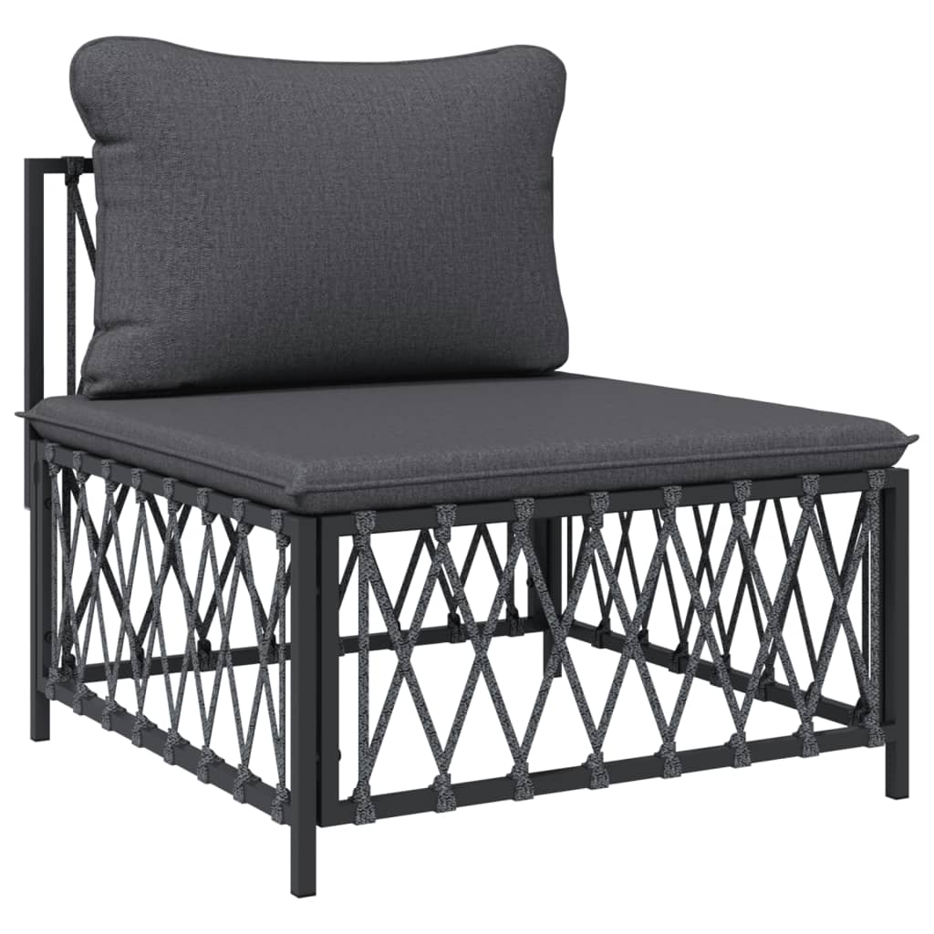 Salon de jardin meuble d'extérieur ensemble de mobilier avec coussins 6 pièces anthracite acier
