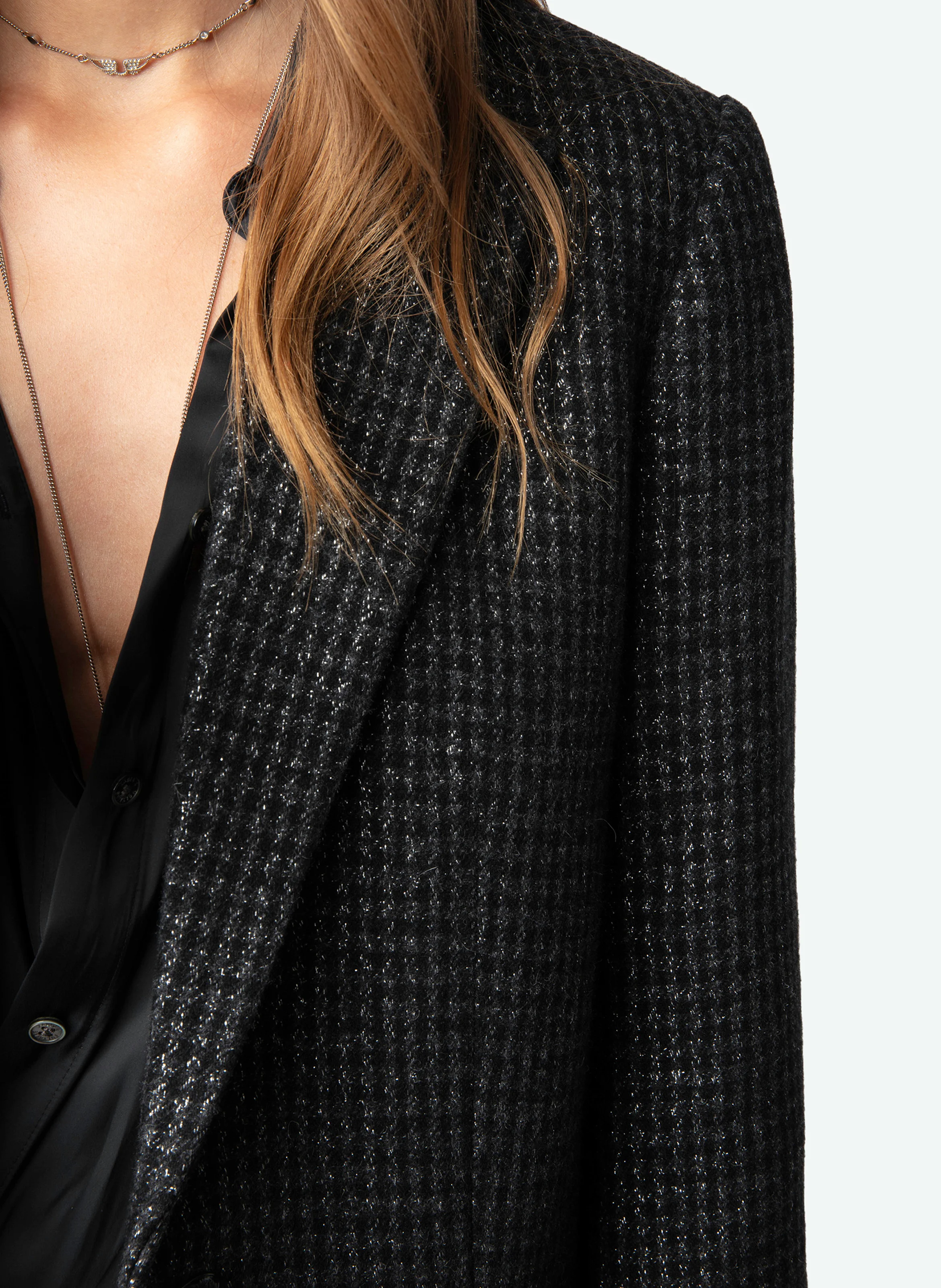 VIVA - Veste tailleur droite en laine recyclée mélangée | Noir