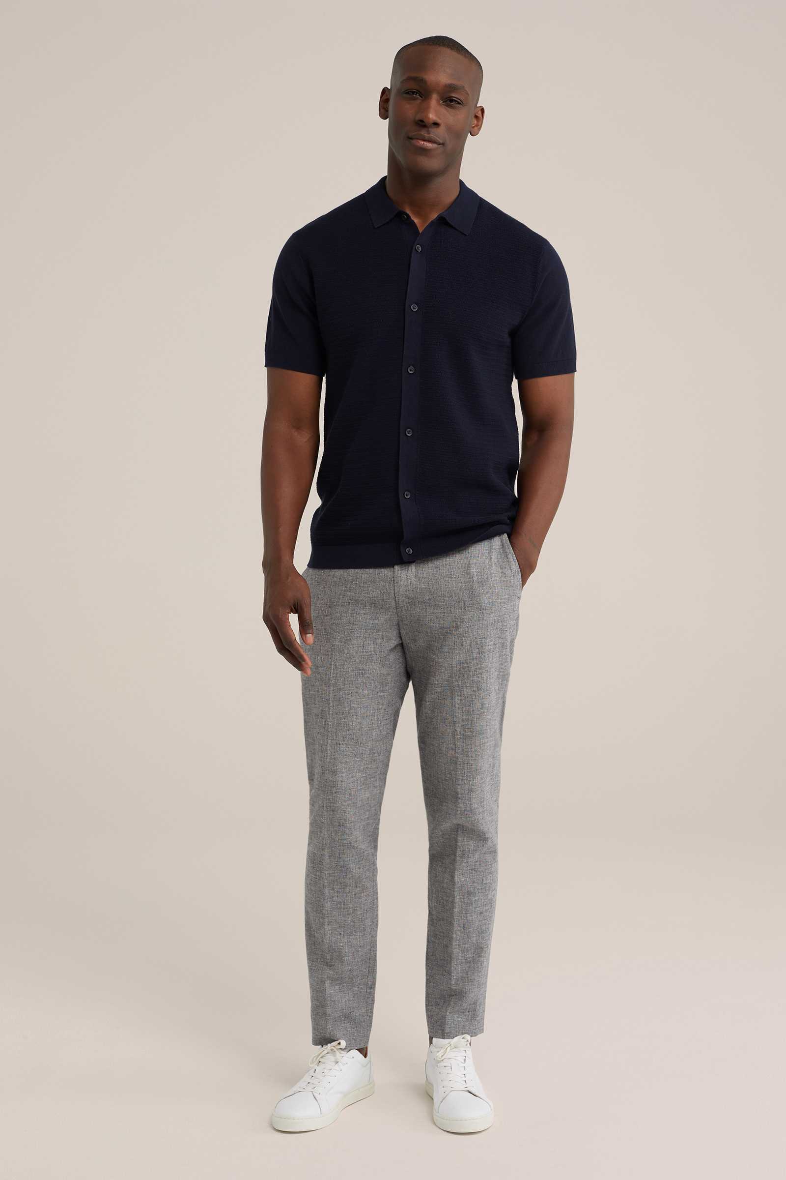 polo met structuur WE Fashion Donkerblauw