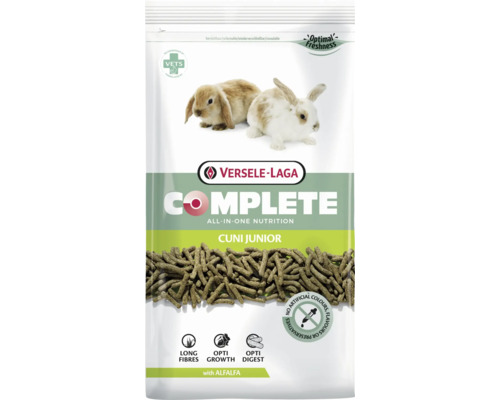 VERSELE-LAGA Complete knaagdiervoeding Cuni Junior, 1,75 kg, 100% geëxtrudeerd, graanvrij. Speciaal samengesteld voor jonge konijnen tot 6 tot 8 maanden oud, in een vershoudzakje.
