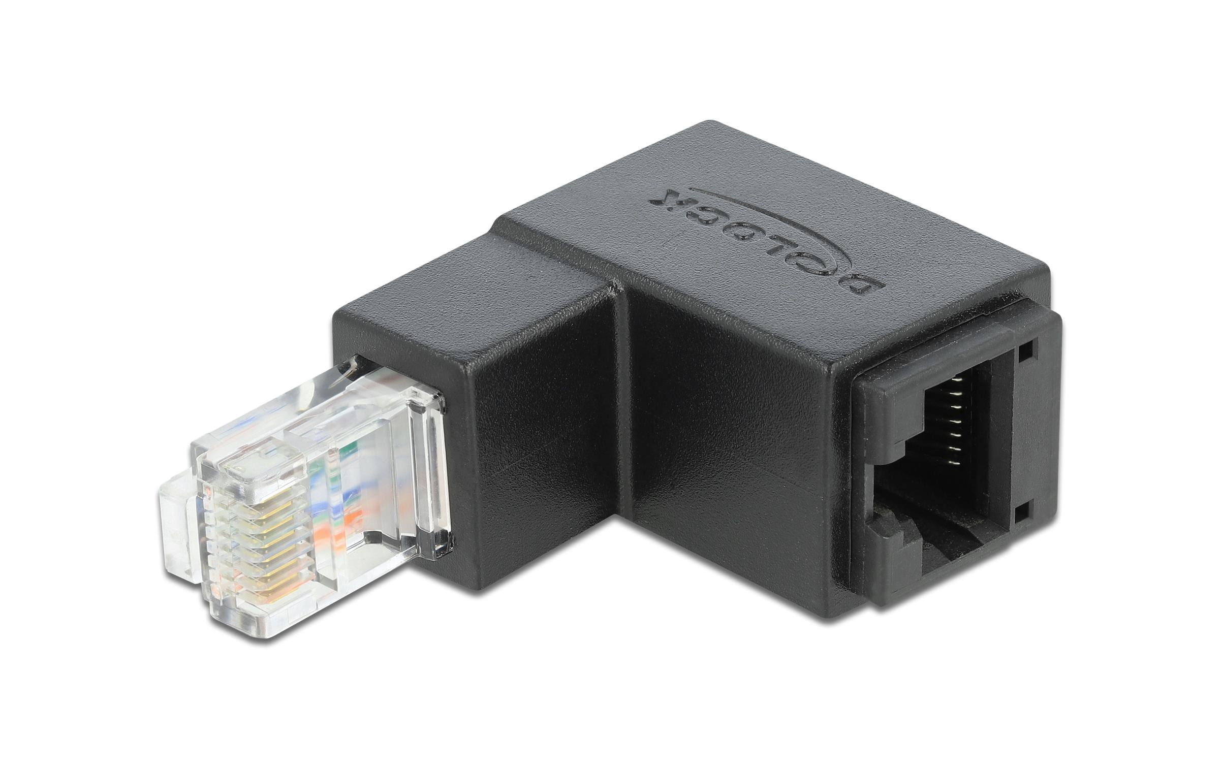 Winkeladapter 90° RJ45 unten, Cat.6 UTP 1 StückDelock Adapter RJ45 Stecker unten gewinkelt > RJ45 Buchse Cat.6 UTP