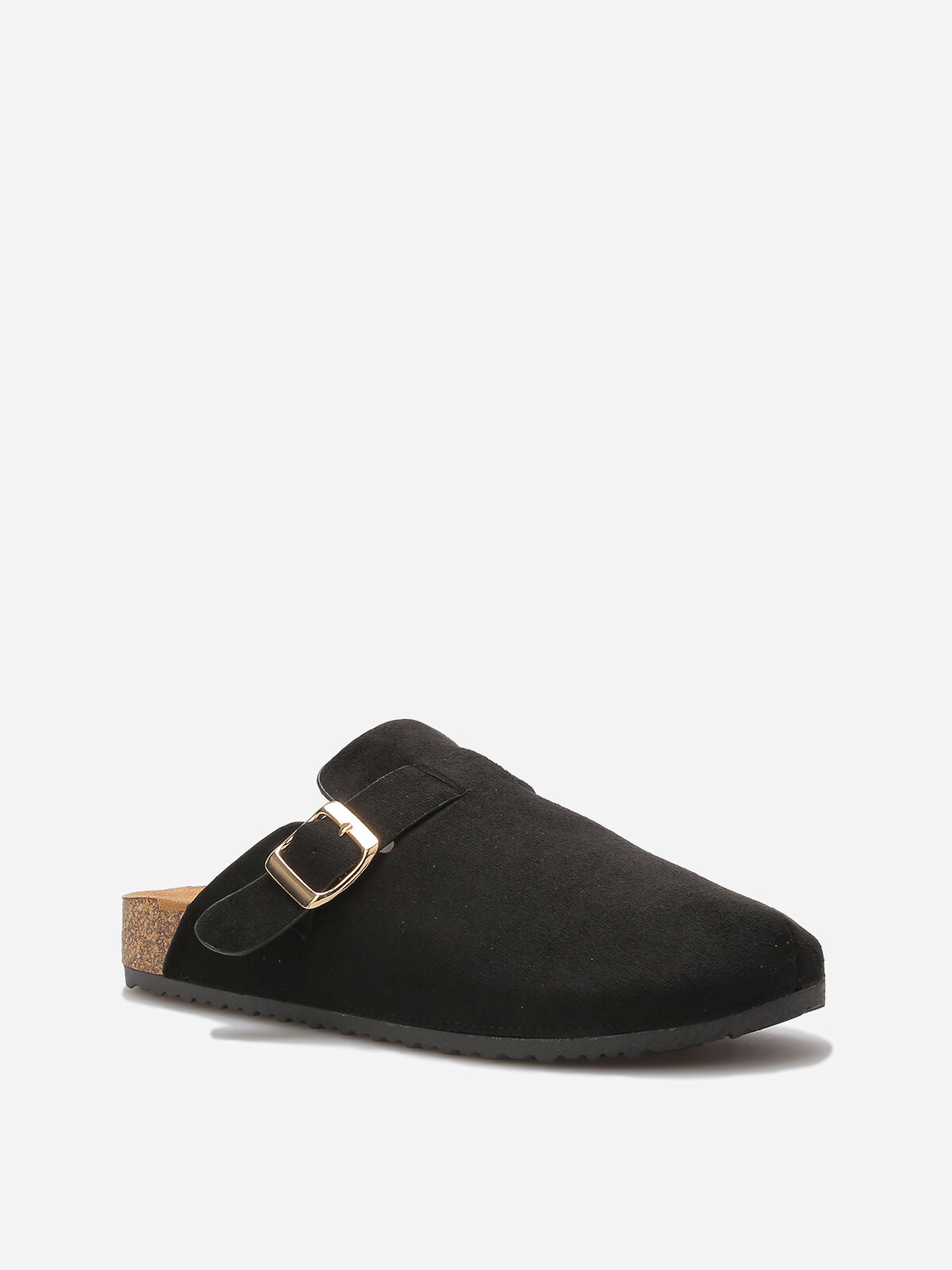 Mules en suédine avec bride- Noir