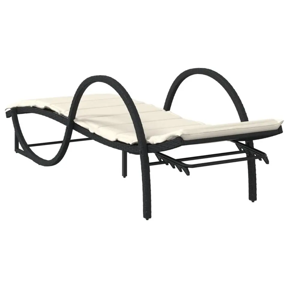 vidaXL - Ligbed - Zwart - Poly rattan
