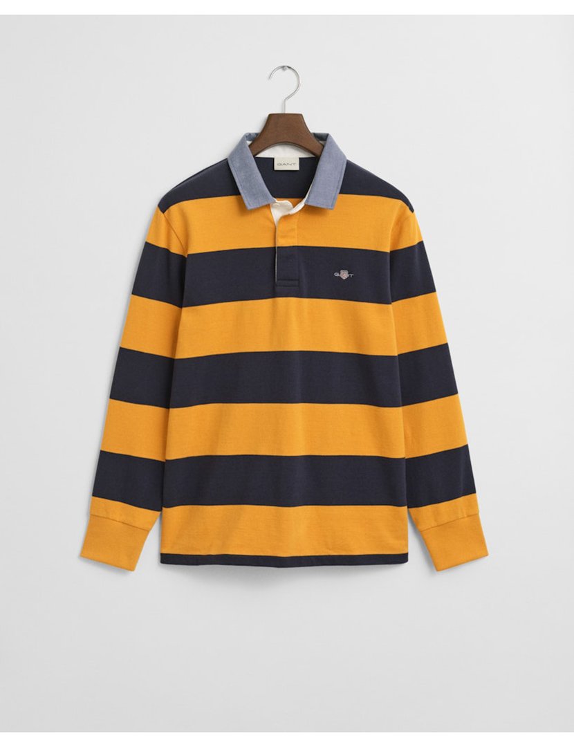 Long Sleeve Striped Polo Yellow