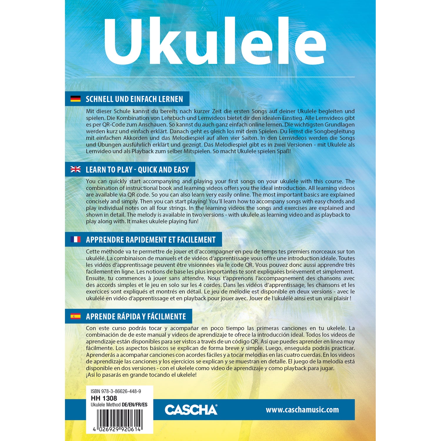 Cascha HH 2149 sopraan ukelele starter set (4-talig)