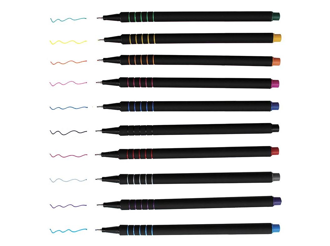 CONJUNTO DE 10 CANETAS DE FELTRO AUCHAN PONTA FINA 0.4MM