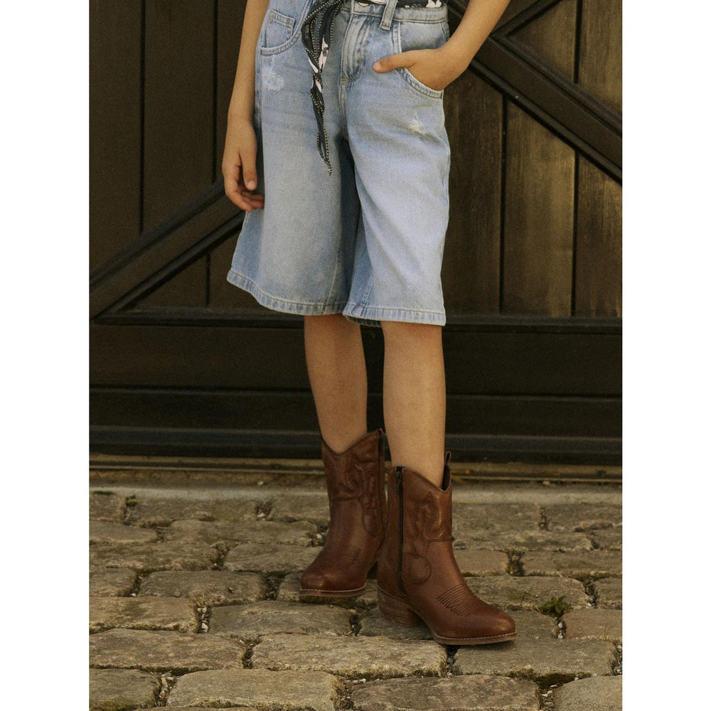 Køb Name It Medium Blue Denim Bella Skater Shorts