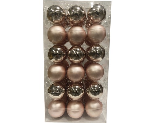 Glazen kerstboomballen Lafiora Ø 6 cm roze 54 st.