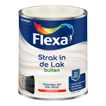 Flexa Strak in de Lak buitenlak hoogglans RAL 9010 gebroken wit 750 ml