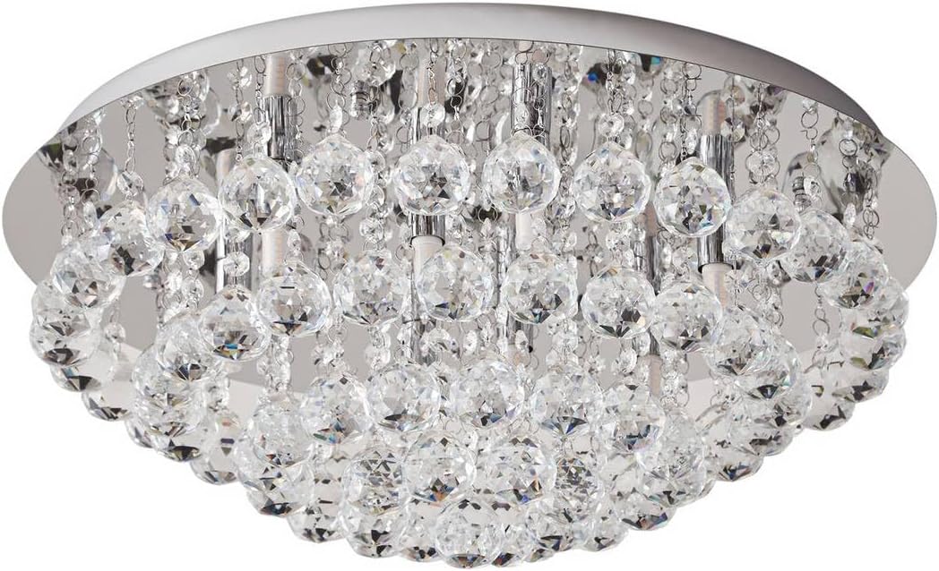 Lindby Kristall Deckenlampe chrom, Kronleuchter Deckenleuchte 8x G9 ohne Leuchtmittel Wohnzimmerlampe Schlafzimmerlampe Esszimmerlampe Büro