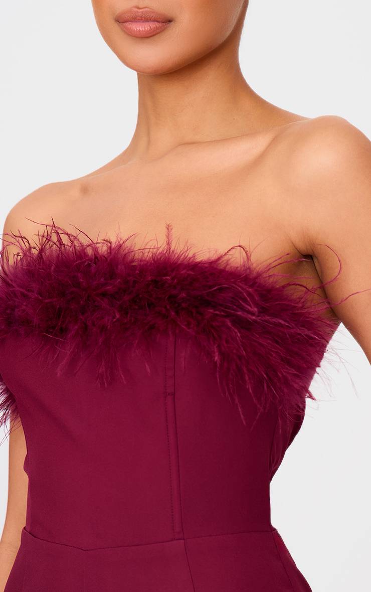 Rouge Bordeaux Combinaison-pantalon Jambe Droite Bandeau En Synthétique