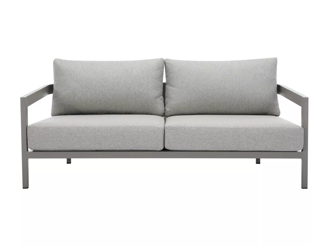 Salon de jardin en aluminium : un canapé 2 places, 2 fauteuils et une table basse - Gris - MILLANA de MYLIA
