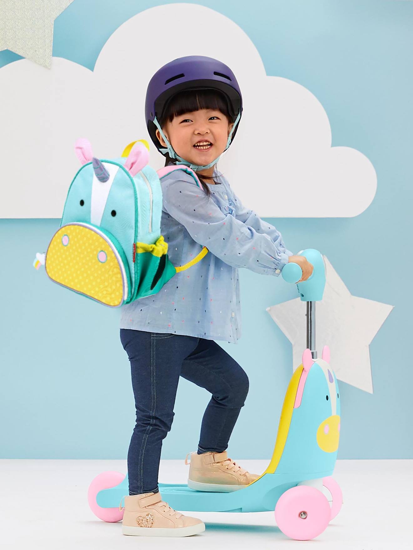 SKIP HOP Zoo 3 em 1, brinquedo evolutivo em forma de raposa multicolorida