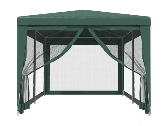 Tente de fête avec 4 parois latérales en maille Vert 3x6 m PEHD