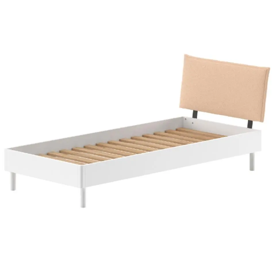 Eenpersoonsbed Forrest 90x200cm - massief beukenhout - wit/beige