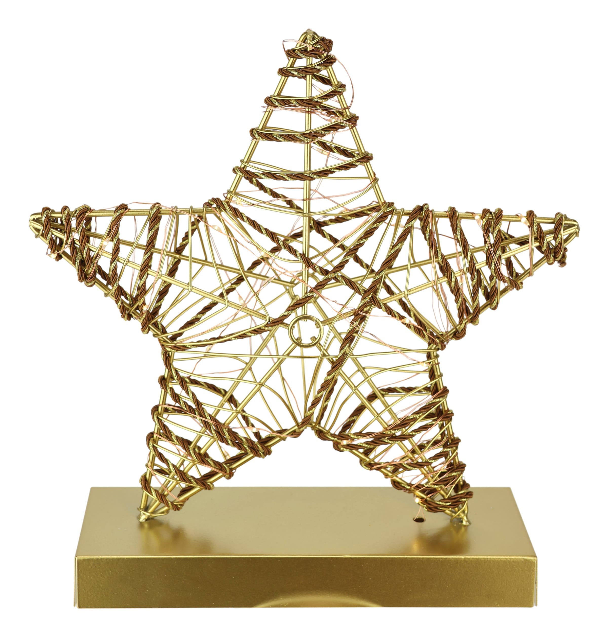 I.GE.A. LED-Dekofigur »LED-Dekoobjekt Stern« Metall Gold warmweiss Timer Batteriebetrieb Weihnachtsdeko Figur