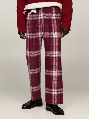 Calças de corte reto com estampa xadrez tartan