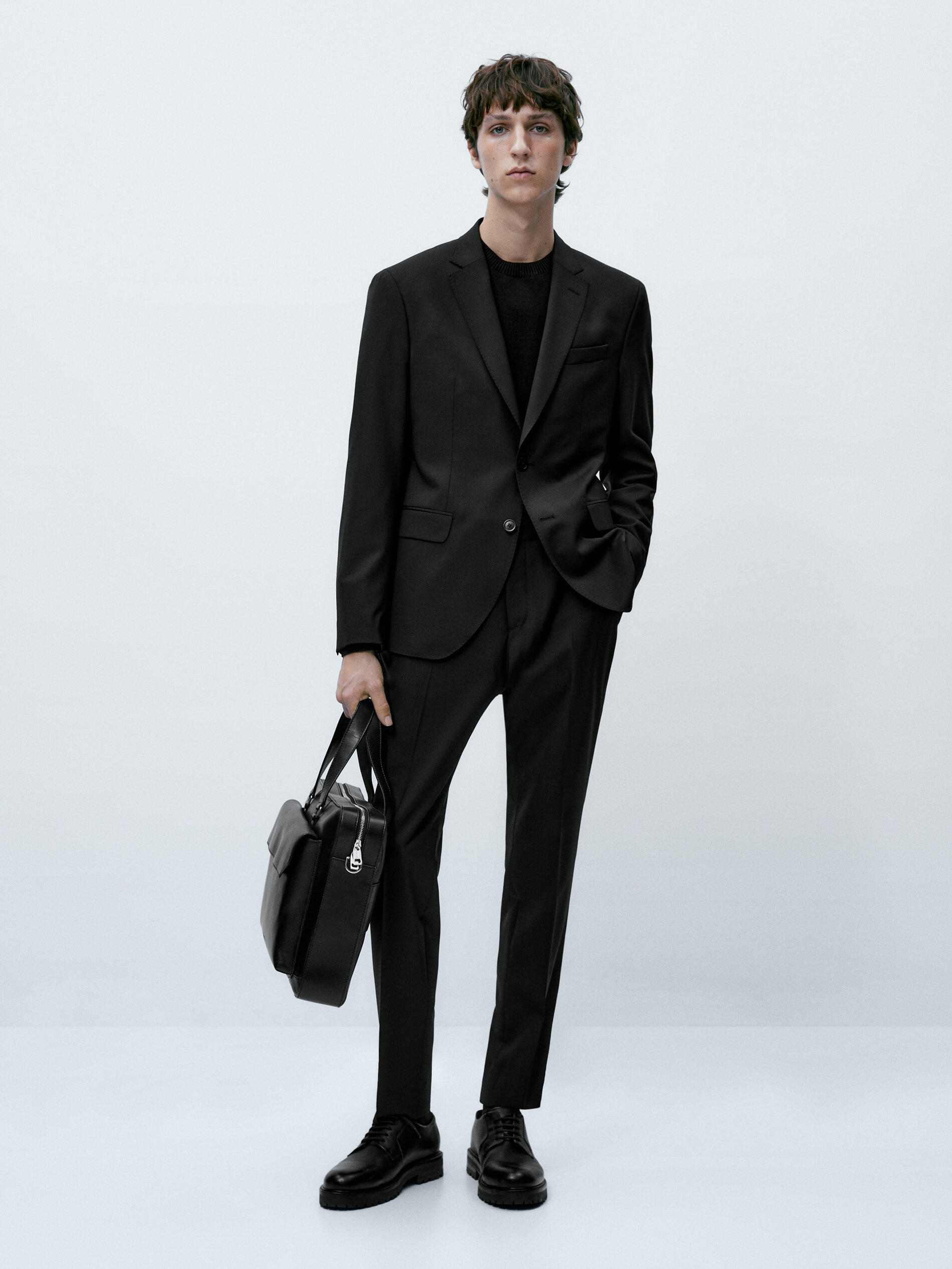 Calça pantalona lana bi-stretch - NEGRO