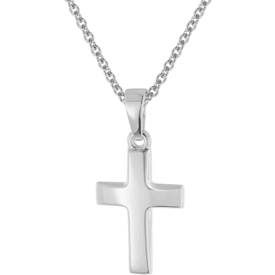 trendor Kreuz-Anhänger für Kinder Weißgold 333 + Silberkette silver